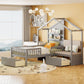 House Bed With Upholstered Sofa, Wireless Charging Station, Shelves And 2 Drawers - Furniture Home Direct