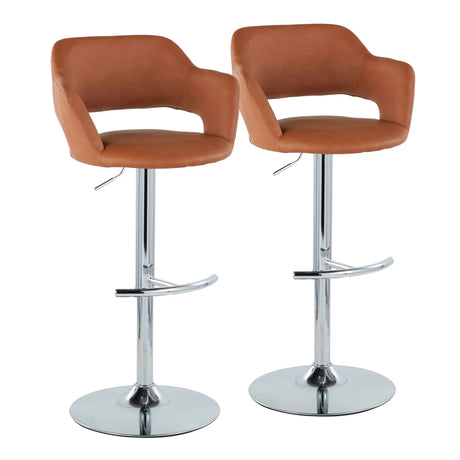 Margarite - Contemporary Ajustable Barstool With Swivel With Rounded T Footrest (Set of 2) - Furniture Home Direct