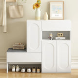 Elegant 2 In 1 Shoe Cabinets With Soft Cushion Versatile Shoe Rack Organizer With Adjustable Shelves - Furniture Home Direct
