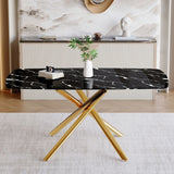 Luxurious Marble Patterned Dining Table With Metal Fork Legs - Furniture Home Direct