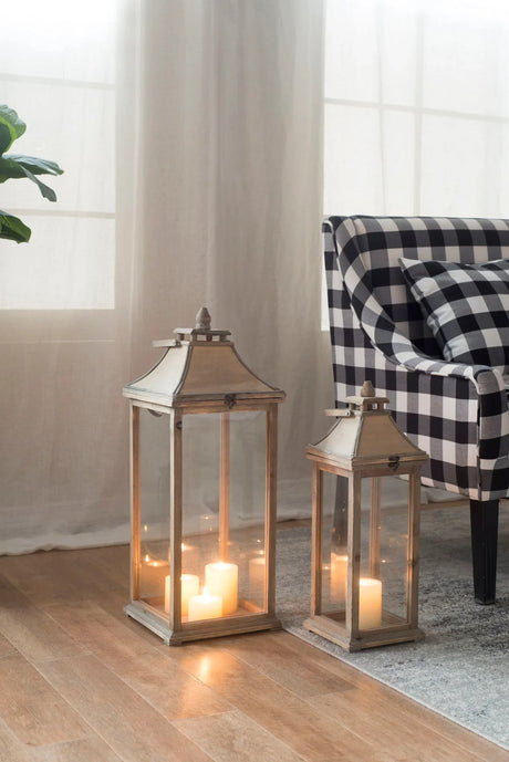 Candle Lantern Decorative, Hurricane Lantern Holder Decor For Indoor Outdoor, Home Garden Wedding - Ivory - Furniture Home Direct