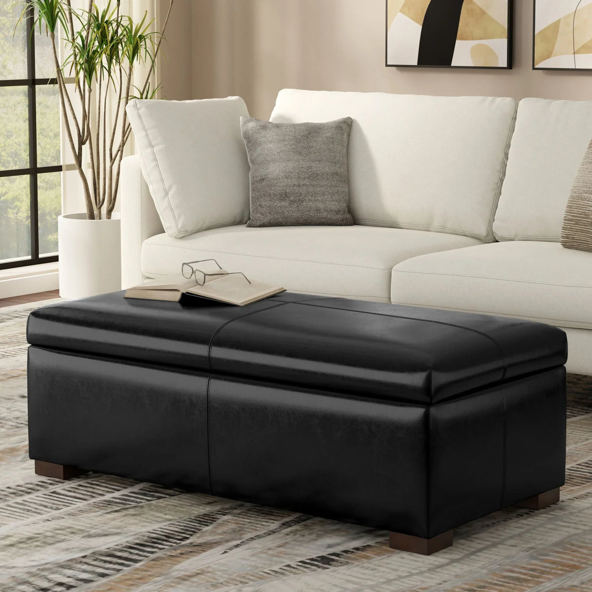 Gabbie - Coffee Table Upholstered Storage Ottoman - Furniture Home Direct
