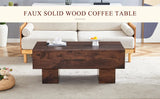 Coffee Table Solid Wood Long Rectangular Dark Walnut - Furniture Home Direct