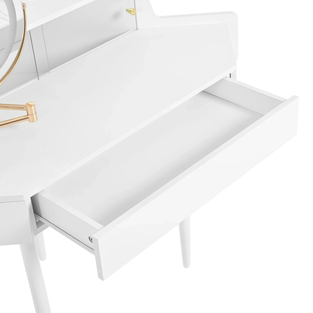 Vanity Desk With Large Storage Modern Design Stool White - Furniture Home Direct