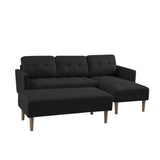Right Facing Sofa Chaise with Ottoman - Black - Furniture Home Direct