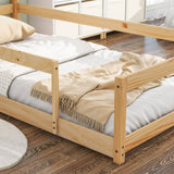 Wood Bed With House Shaped Headboard Floor Bed With Fences - Furniture Home Direct