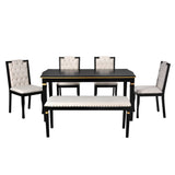 Dining Set With Tufted High Back Chairs And Bench Black - Furniture Home Direct