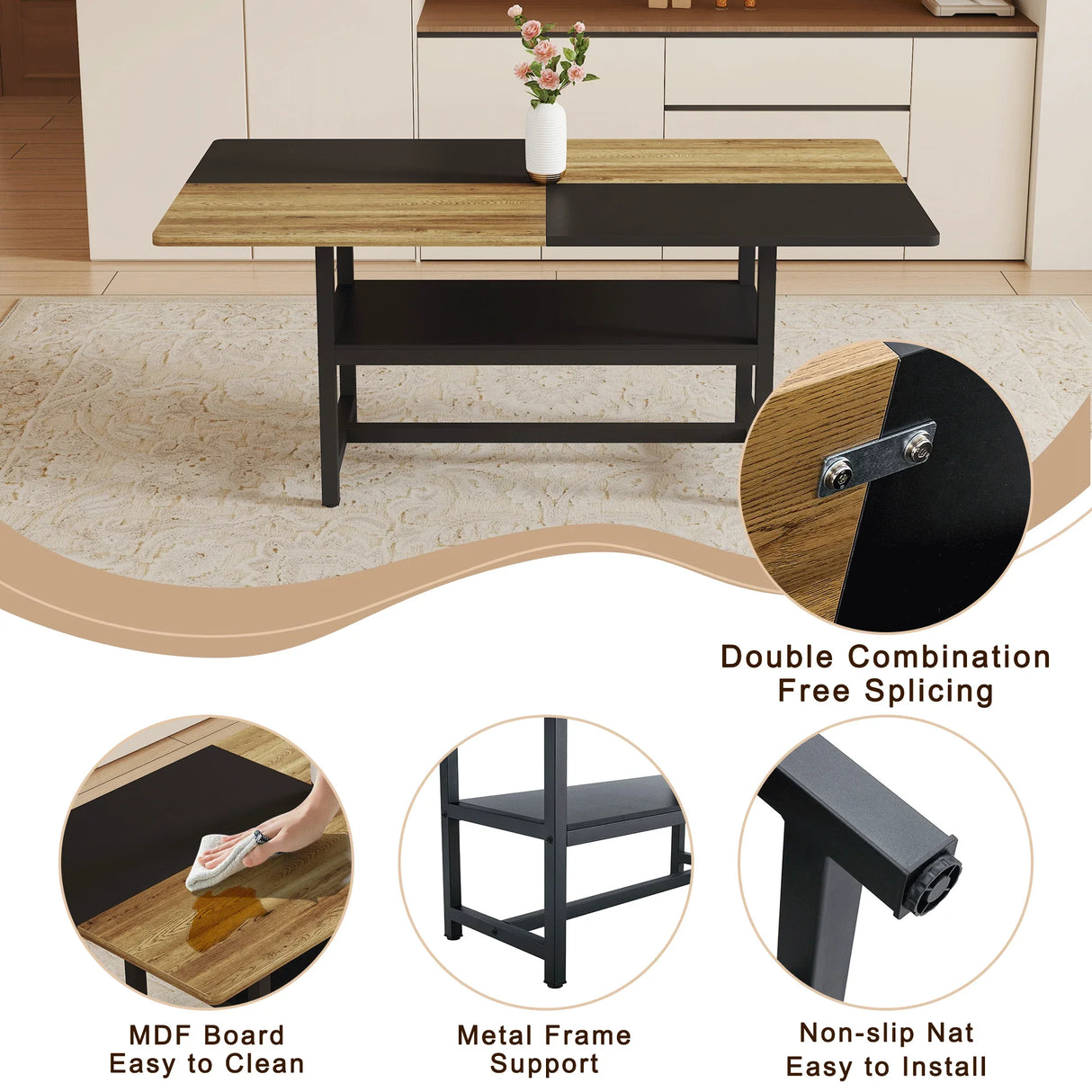 Dining Set With 8 Upholstered Chairs And Wood Table Gray - Furniture Home Direct