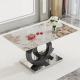 Large Rectangular Faux Marble Dining Table - Furniture Home Direct