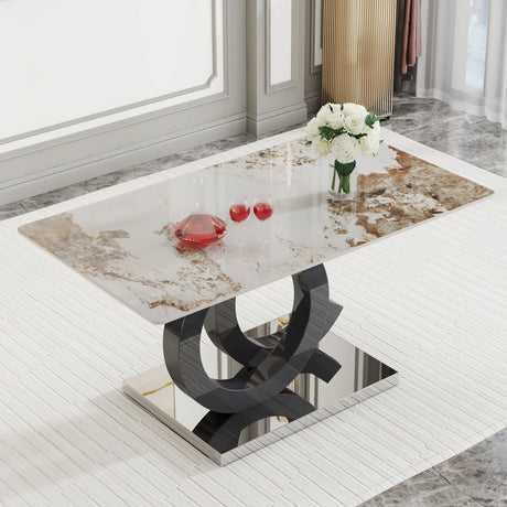 Large Rectangular Faux Marble Dining Table - Furniture Home Direct