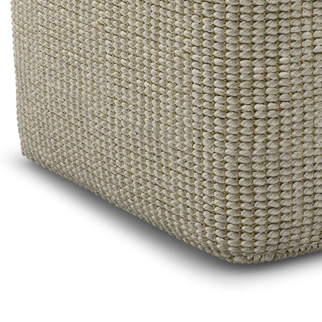 Zelma - Square Woven Outdoor / Indoor Pouf - Cream / Natural - Furniture Home Direct