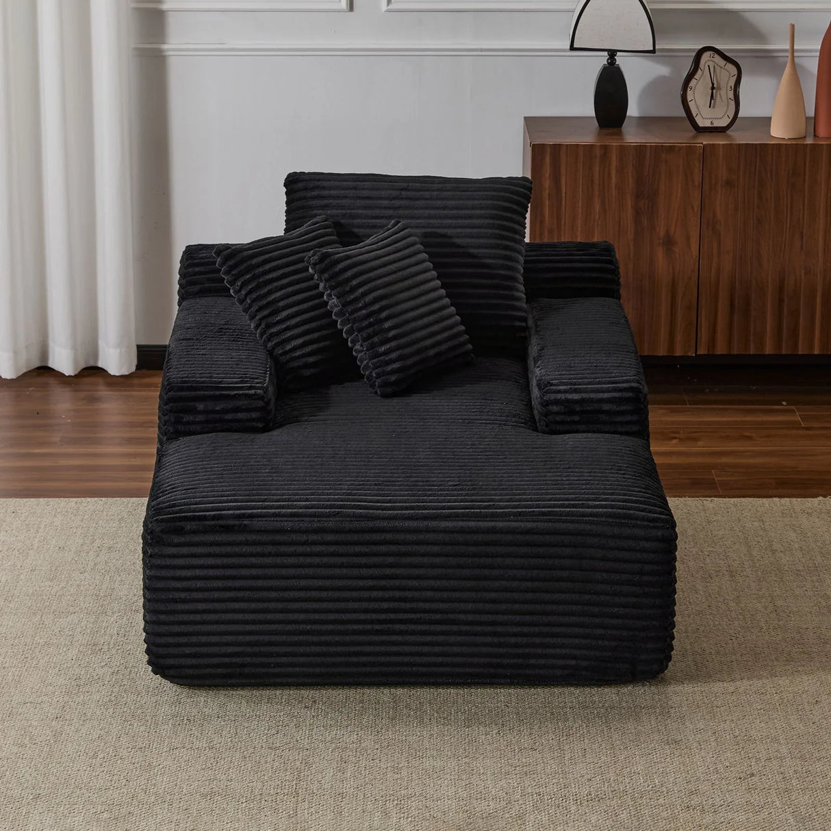 Oversized Chaise Lounge Chair Cozy Cloud Couch With 3 Throw Pillows And Wide Armrest - Furniture Home Direct