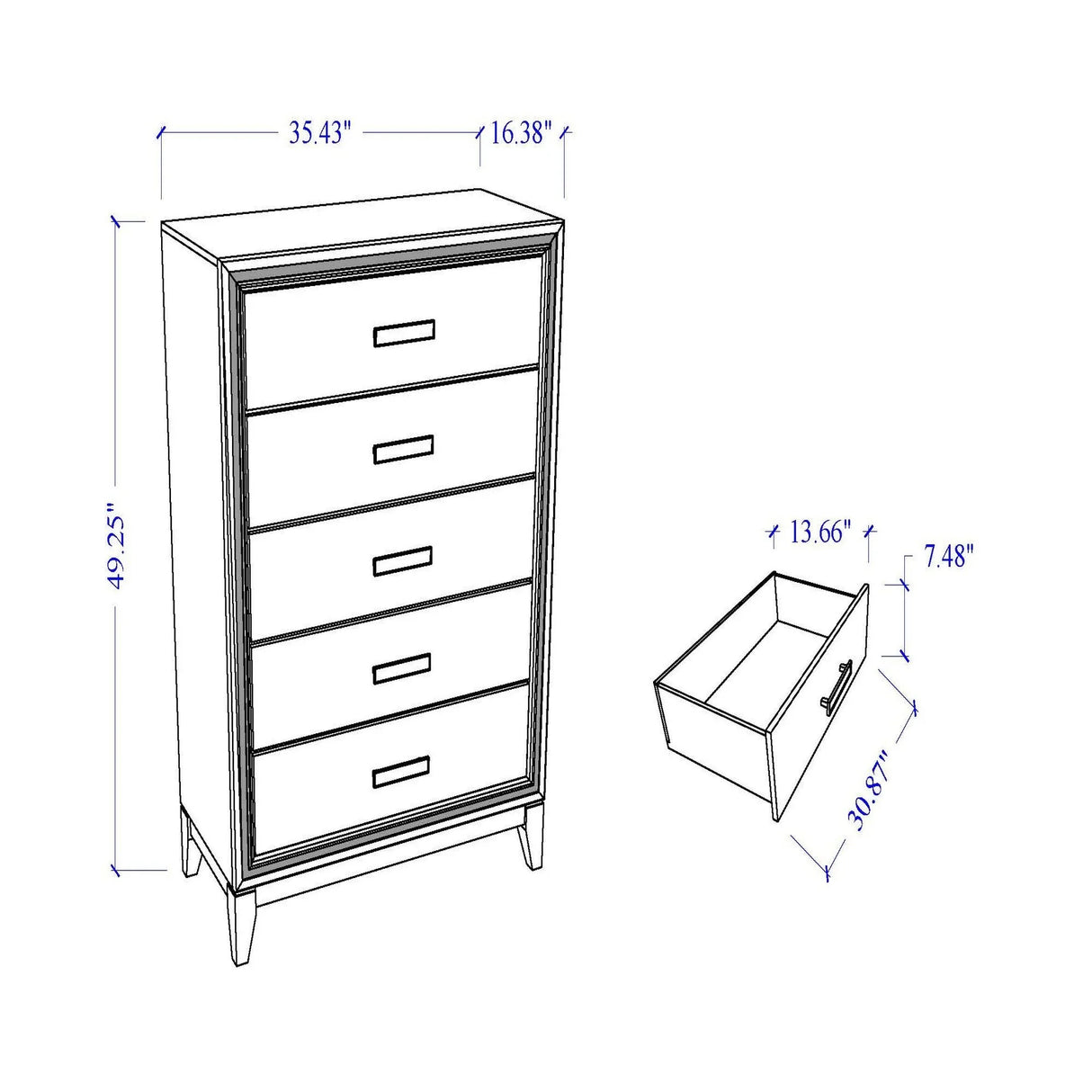 Almera - Glitter Chest - White - Furniture Home Direct