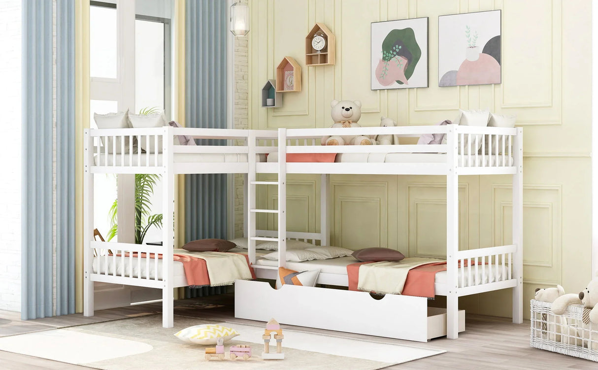 L Shaped Bunk Bed With Drawers - Furniture Home Direct