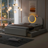 Queen Bed Upholstered Platform With Storage Drawers White - Furniture Home Direct