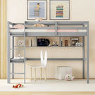 Loft Bed With Desk And Shelves, Safety Guardrail And Ladder - Furniture Home Direct