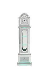 Noralie - Mirrored & Faux Diamonds Grandfather Clock With LED - Silver Gray - Furniture Home Direct