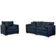 Modern Upholstered Chenille Loveseat And Armchair Set With Pillows - Furniture Home Direct