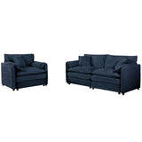 Modern Upholstered Chenille Loveseat And Armchair Set With Pillows - Furniture Home Direct