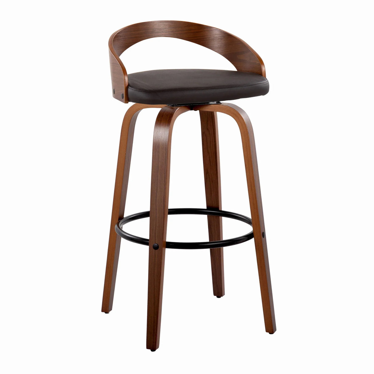 Grotto - Mid Century Modern Fixed Height Barstool & Swivel With Round Footrest (Set of 2) - Furniture Home Direct