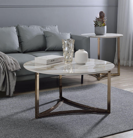 Aziz - Sintered Stone Top Round Coffee Table - Furniture Home Direct