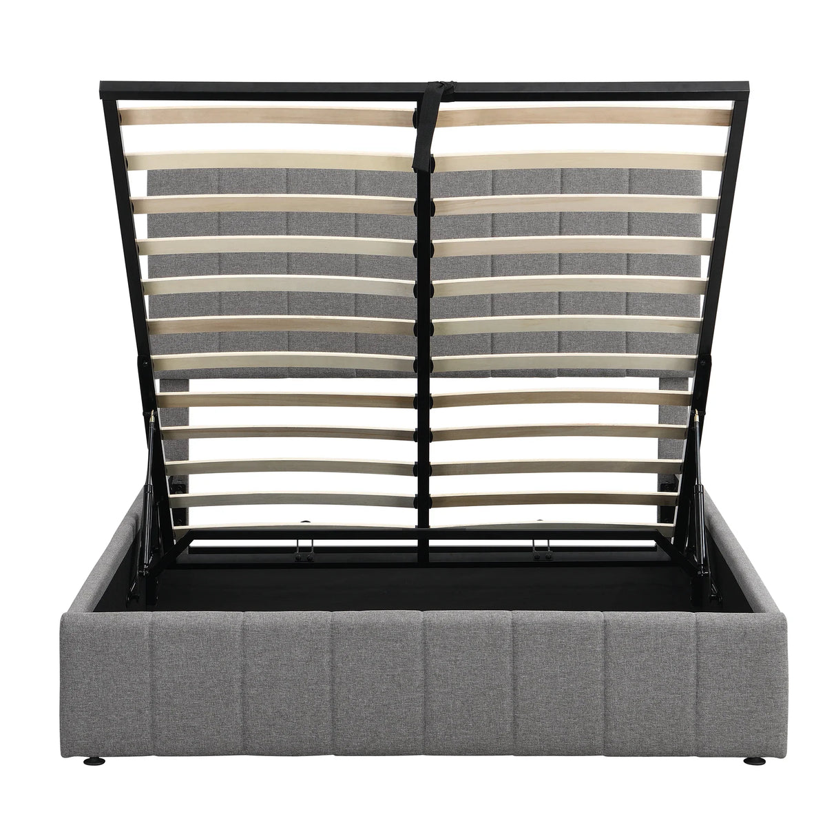 Storage Platform Bed Upholstered Full Size Hydraulic Gray - Furniture Home Direct