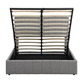 Storage Platform Bed Upholstered Full Size Hydraulic Gray - Furniture Home Direct