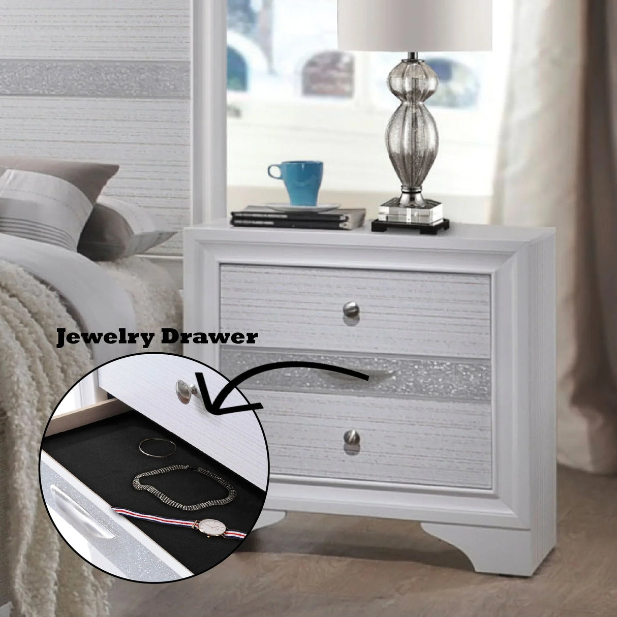 Naima - Chic Design Nightstand - Furniture Home Direct