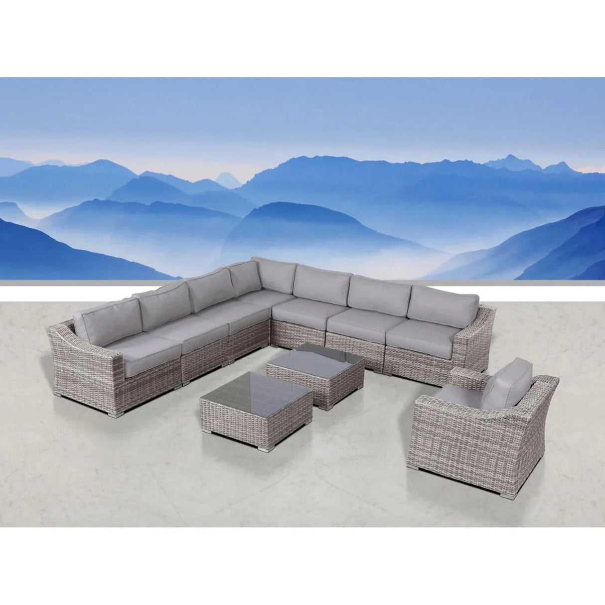 Outdoor Wicker Conversation Set With Cushions, All Weather - Furniture Home Direct