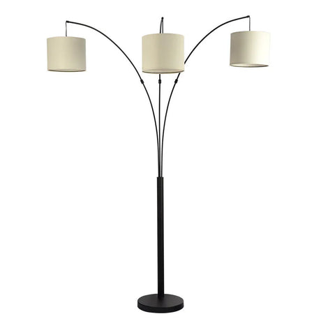 Royal - 3 Arm Arc Floor Lamp, Oil Rubbed Bonze With Linen Shade, 4 Way Rotary Switch - Oil-Rubbed Bronze - Furniture Home Direct