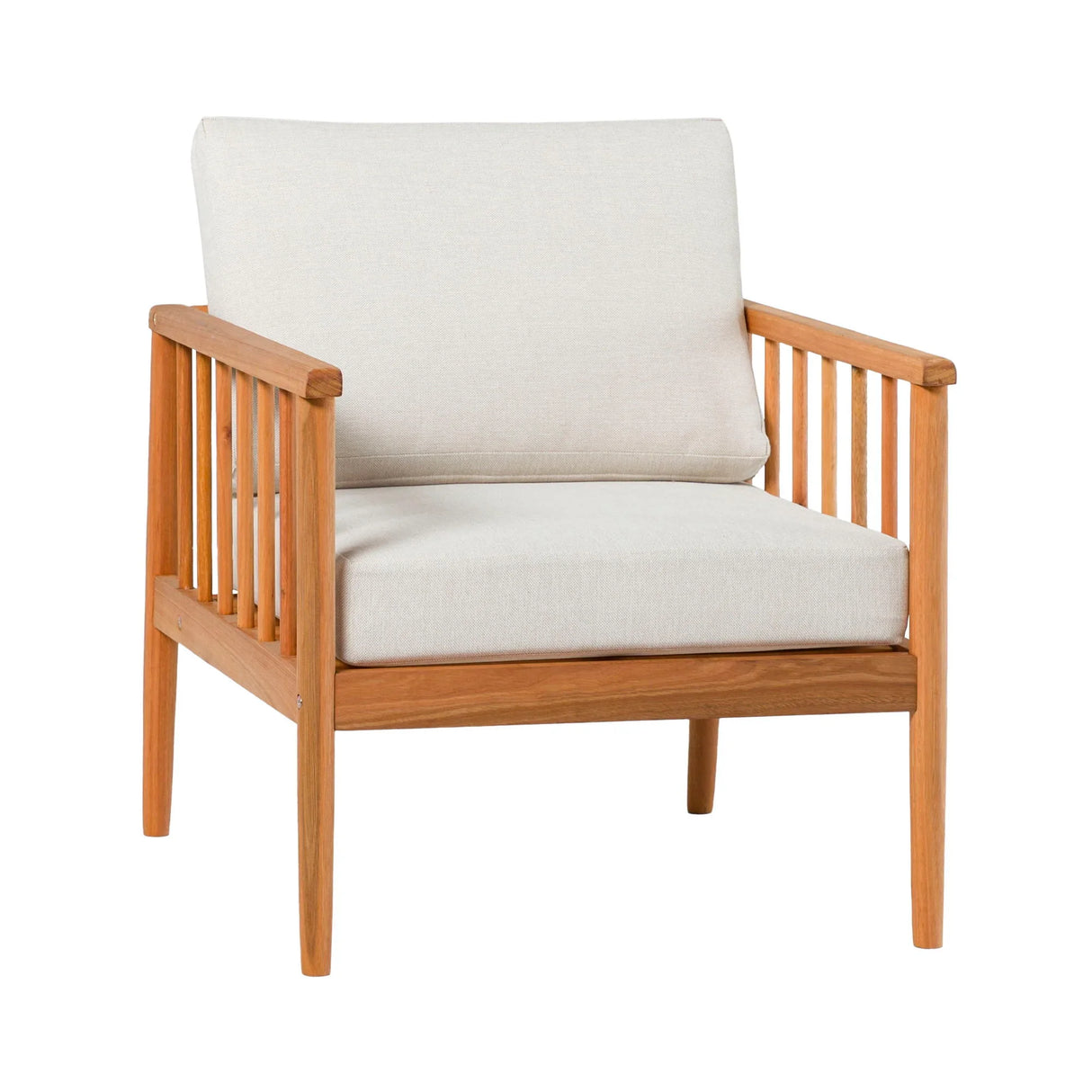 Contemporary Cushioned Eucalyptus Wood Patio Accent Chair - Furniture Home Direct