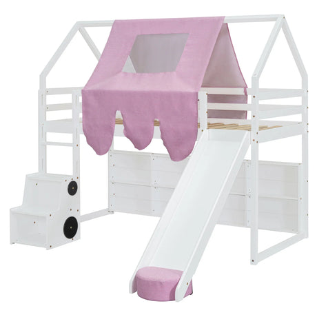Loft Bed With House Shaped Frame And Tent - Furniture Home Direct