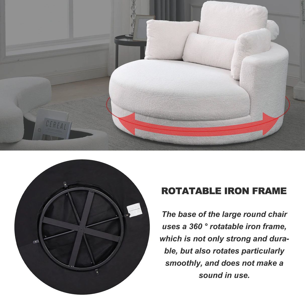 Linen Barrel Swivel Chair With Storage Ottoman - Furniture Home Direct