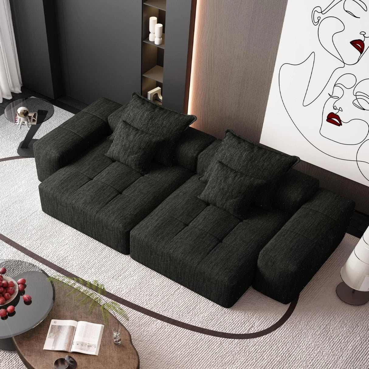 Modern Oversized Diy Combination Modular Sectional Sofa With Pillows - Furniture Home Direct
