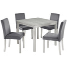 5 Pieces Wooden Dining Table Set, Square Table And 4 Upholstered Chairs - Furniture Home Direct