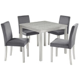 5 Pieces Wooden Dining Table Set, Square Table And 4 Upholstered Chairs - Furniture Home Direct