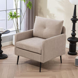 Contemporary Accent Chair With Metal Legs, Comfy Chenille Fabric Armchair - Furniture Home Direct