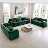 Modern Living Room 3 Piece Set - Green Corduroy - Furniture Home Direct