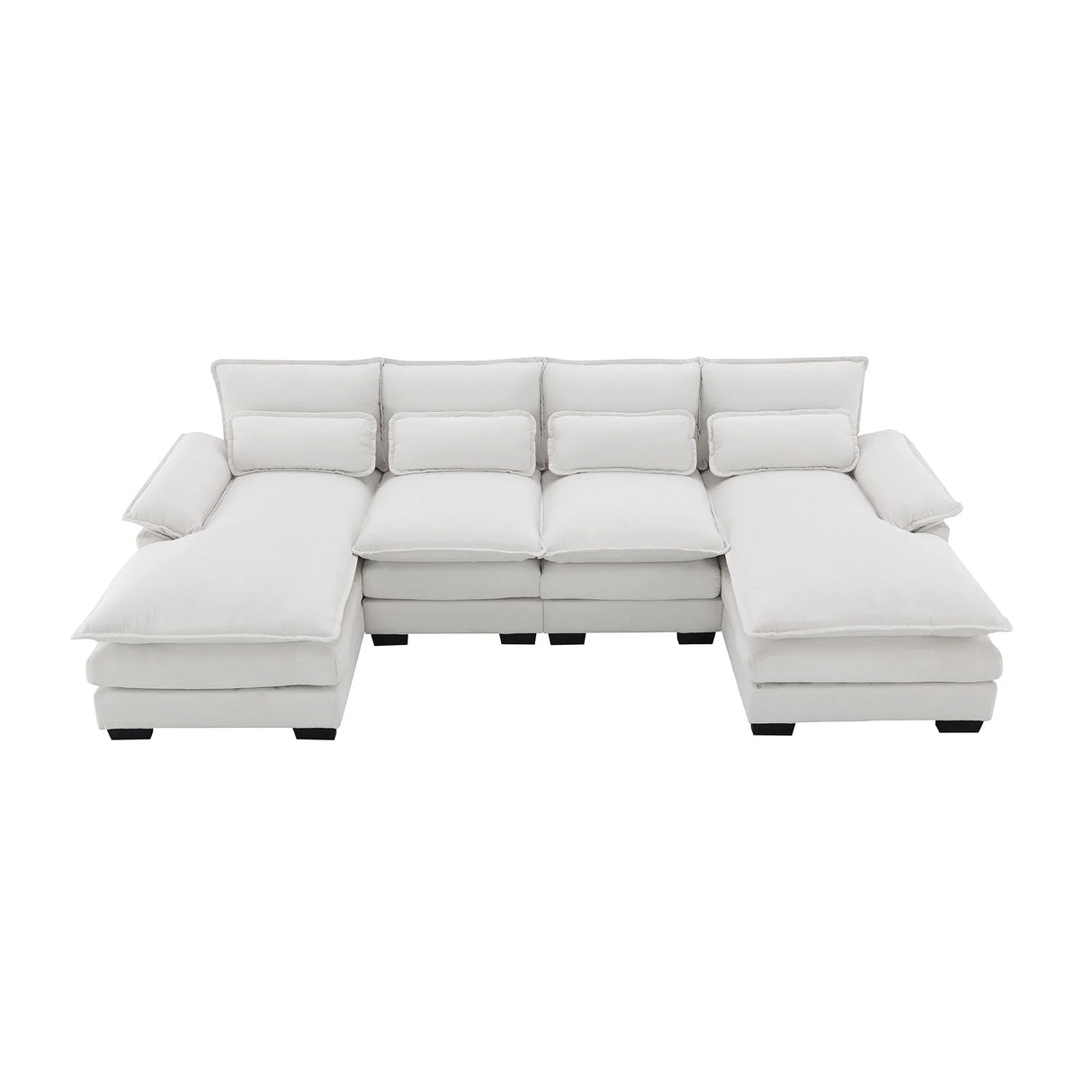 Sectional Sofa Modern U Shaped Chenille Seats 6 White - Furniture Home Direct