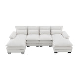 Sectional Sofa Modern U Shaped Chenille Seats 6 White - Furniture Home Direct