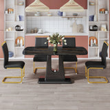 Dining Table With Imitation Marble Top, Modern Black - Furniture Home Direct