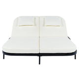 Outdoor Wicker Double Chaise (Black Frame+Beige Cushion) - Furniture Home Direct