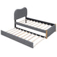 Upholstered Platform Bed With Wood Supporting Feet And Trundle - Furniture Home Direct