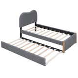 Upholstered Platform Bed With Wood Supporting Feet And Trundle - Furniture Home Direct