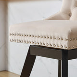 Bar Stools Counter Height Velvet Upholstered Set of 2 Beige - Furniture Home Direct