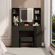 Newly Designed Smart Mirror Dressing Table With Drawers And Storage Cabinet, Dressing Table With Dressing Pad For Bedroom - Black - Furniture Home Direct