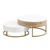 Nesting Coffee Tables Lift Top With 2 Drawers White Natural - Furniture Home Direct