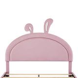 Rabbit Shaped Bed With Storage Stools Upholstered Pink - Furniture Home Direct