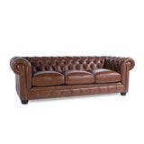 Traditional Tufted Leather Chesterfield Nailhead Sofa - Furniture Home Direct