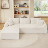 Modular Corduroy Sectional With Arched Armrests, Includes 3 Back Cushions & 2 Throw Pillows - Furniture Home Direct